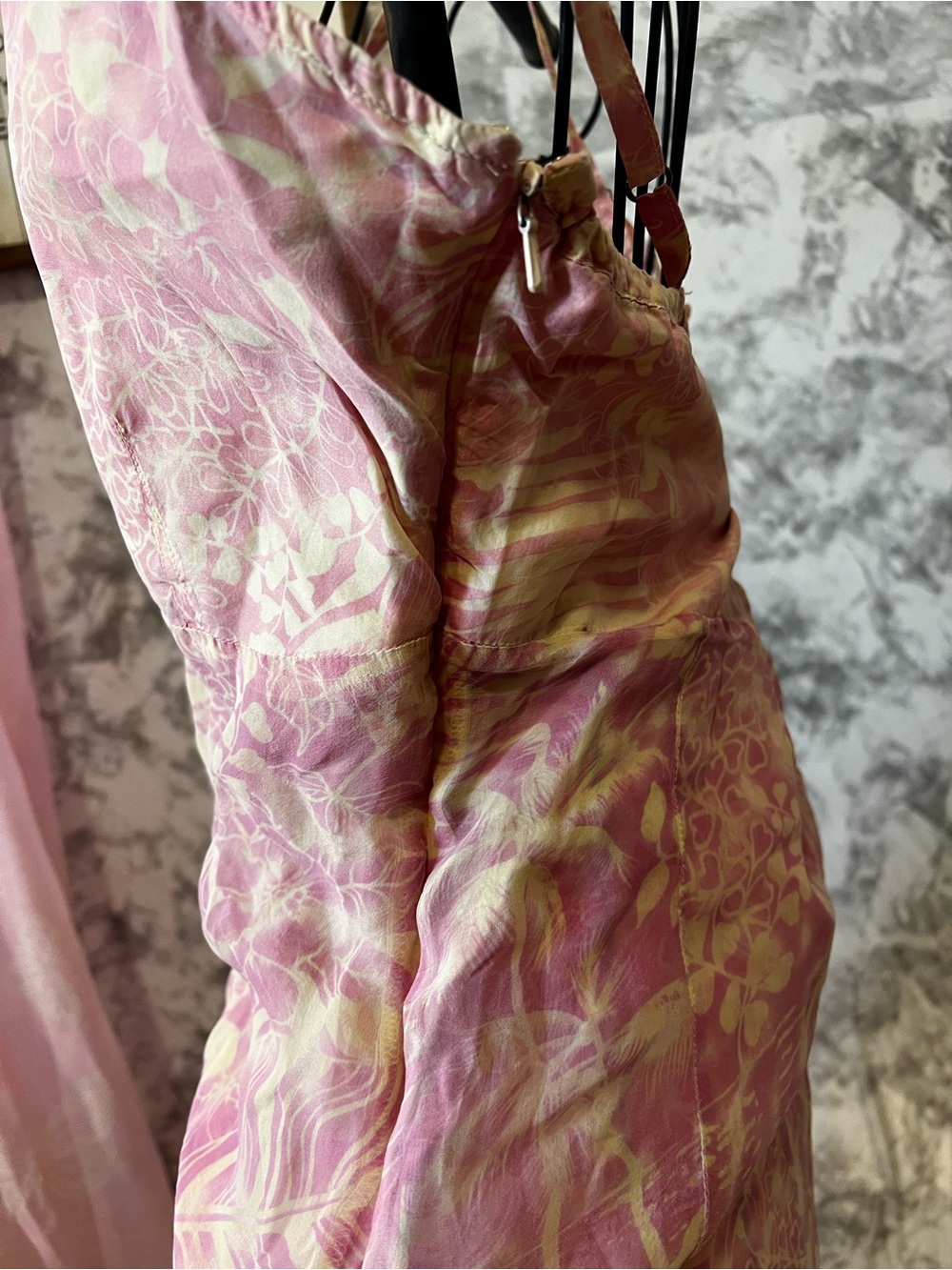 Da-Nang Silk Tropical Dress Y2K Pink Ruffle - Picture 4 of 12